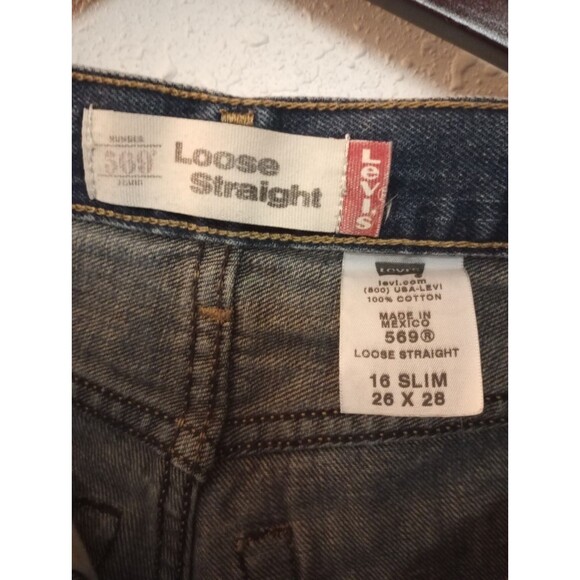 Levis 569 Jeans Misses 16S Light Blue Loose Straight Fit Used Vintage Red Tag - Picture 5 of 8